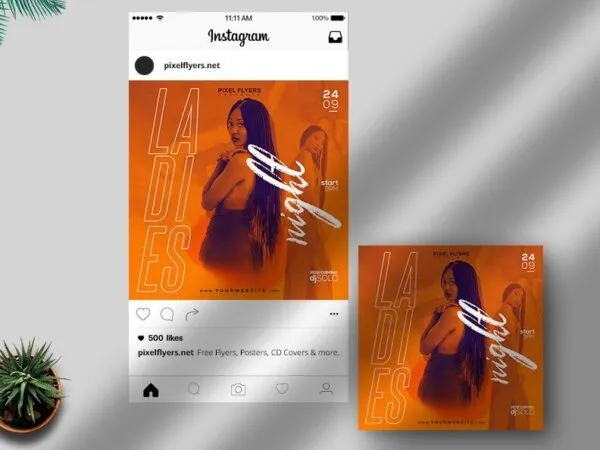Orange Ladies Night Instagram Post Template 1