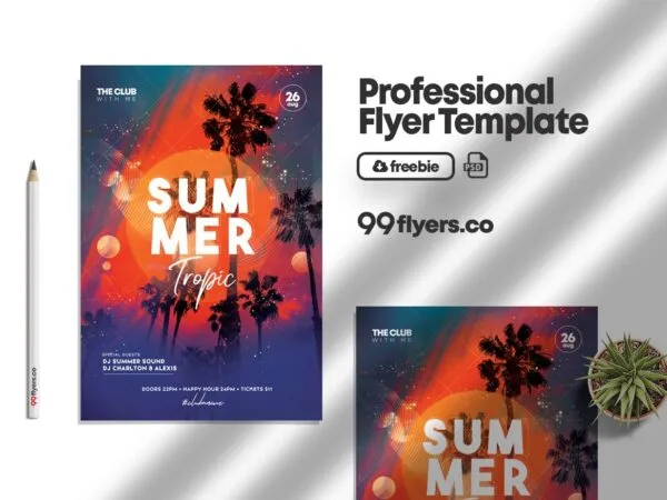 Orange and Blue Tropic Party Summer Event Template 1