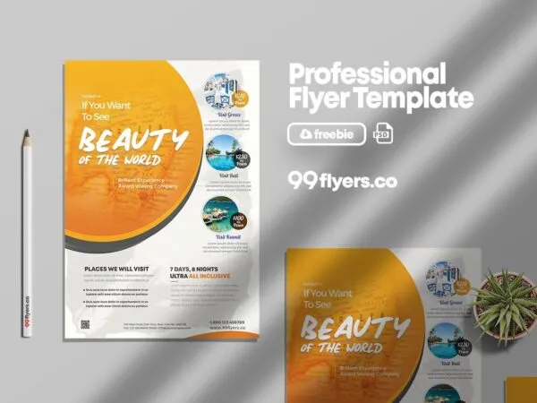 Orange and White Travel Tour Flyer Template 1