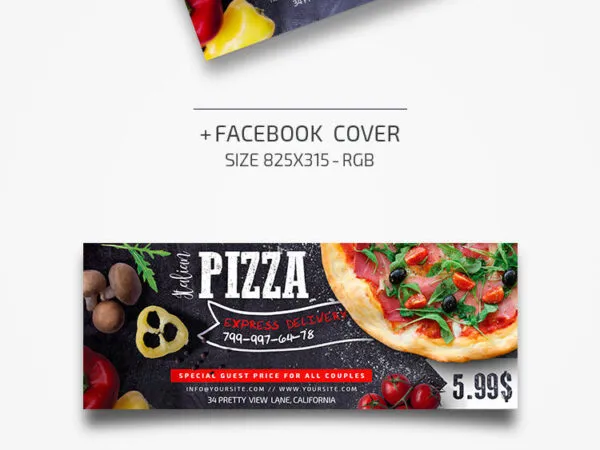 Organic Pizza Place Flyer Template with Facebook Cover 1