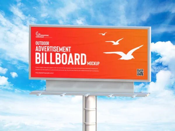 Outdoor Advertisement Billboard Front View Mockup 1