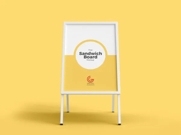 Outdoor Advertisement Sandwich Board With Metal Stand Mockup 1