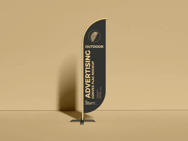 Outdoor Advertising Convex Flag on a Stand Mockup 1