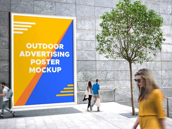 Outdoor Advertising Framed Poster Mockup 1