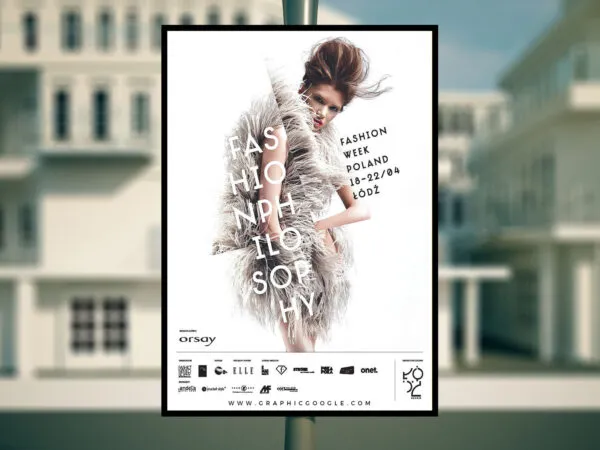Outdoor Advertising Poster on Metal Pole Mockup 1