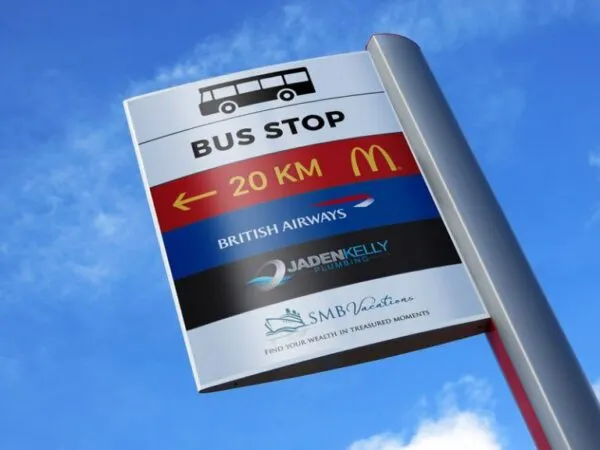 Outdoor Advertising Pylon Pole Sign Mockup 1