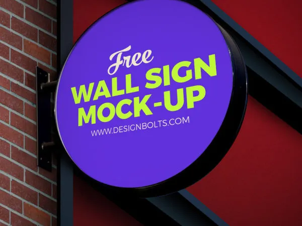 Outdoor Advertising Round Wall Mounted Logo Sign Mockup 1