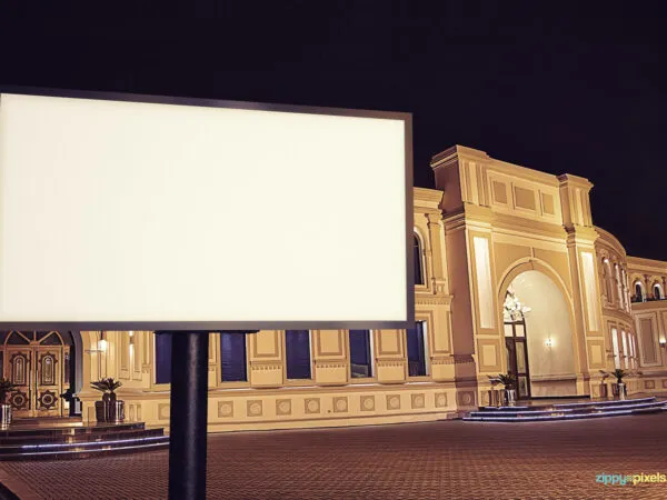 Outdoor Billboard Mockup with Mansion Background 1