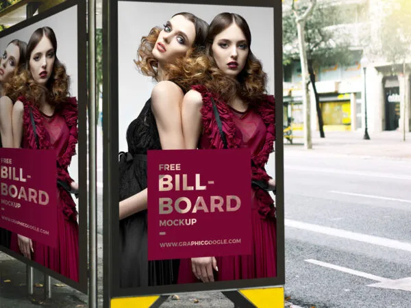 Outdoor Bus Stop Advertisement Billboard Mockup 1