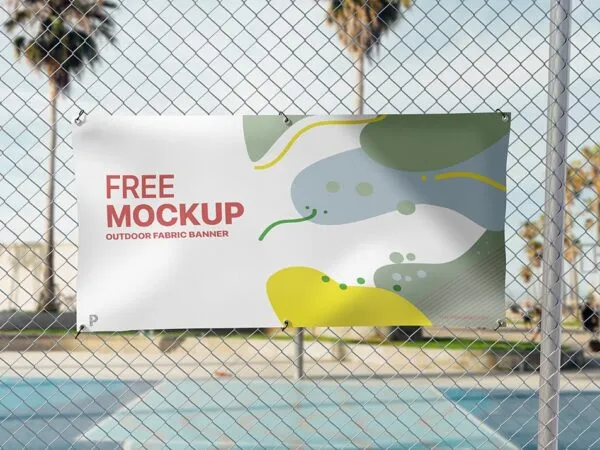Outdoor Fabric Banner Mockup from a Front View 1
