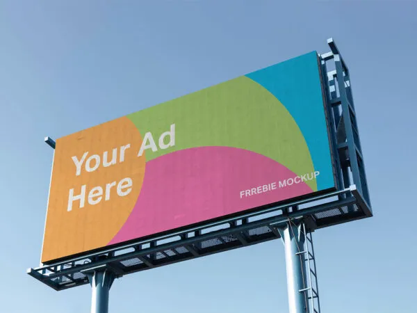 Outdoor Framed Billboard Mockup with a Blue Sky Background 1