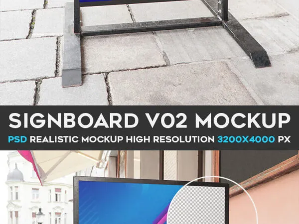 Outdoor Front View Signboard Mockup 1