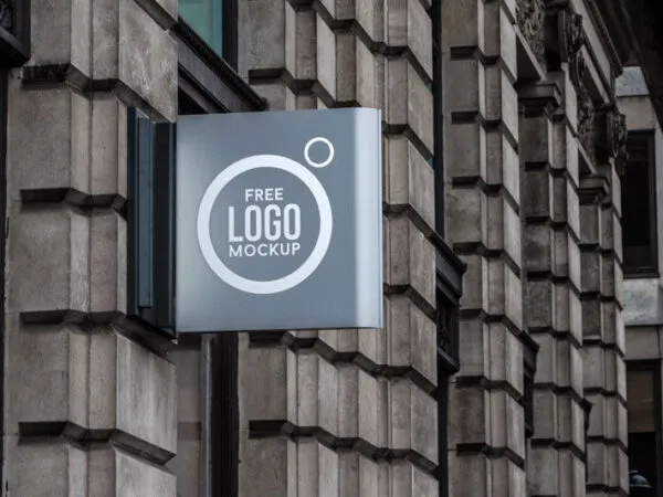 Outdoor Hanging Shop Sign Logo Mockup 1