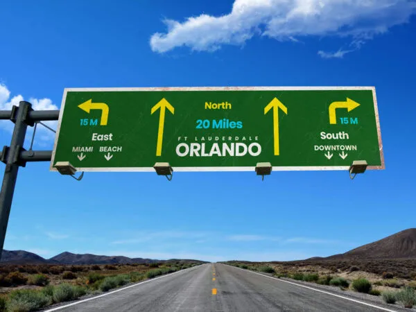 Outdoor Highway Way Finding Signage Board Mockup 1