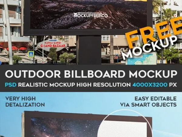 Outdoor Horizontal Billboard Mockup 1