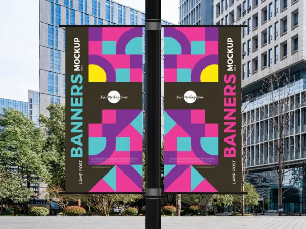 Outdoor Lamp Post Banners Mockup 1