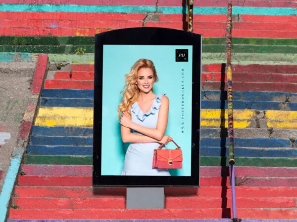 Outdoor Poster Billboard Mockup Smiling Lady 1