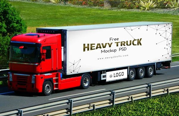 Outdoor Realistic Vehicle Branding Heavy Duty Truck Mockup 1