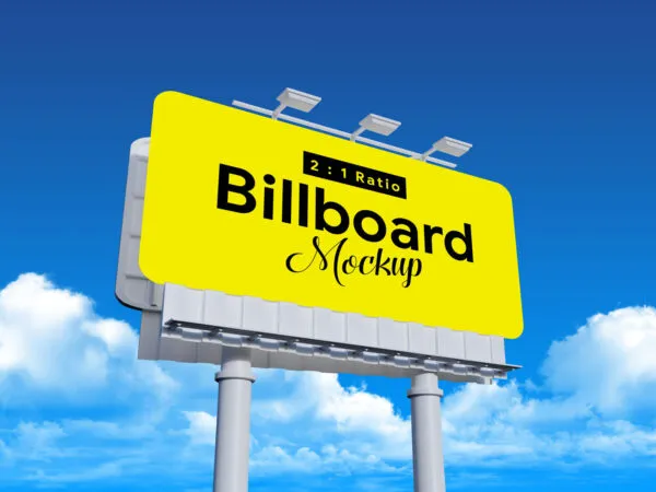 Outdoor Rounded Corners Billboard Mockup 1