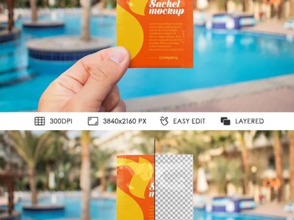 Outdoor Sachet in a Hand Mockup 1