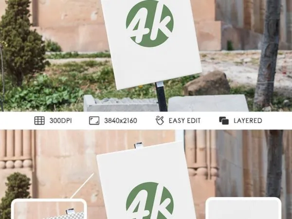 Outdoor Sign Mockup with Pillar 1