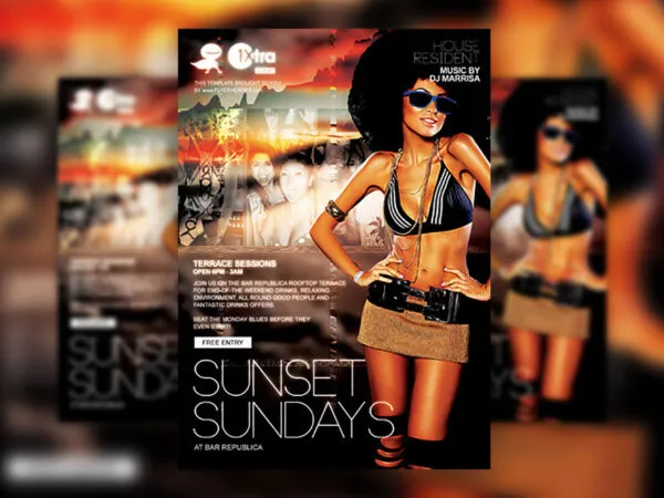 Outdoor Summer Evening Party at Clubs and Bars Flyer Template 1