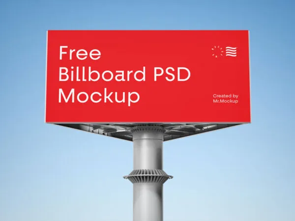 Outdoor Triangle Three Sided Single Pole Billboard Mockup 1