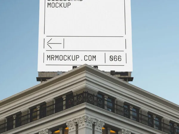Outdoor Vertical Banner Mockup on Modern Building 1