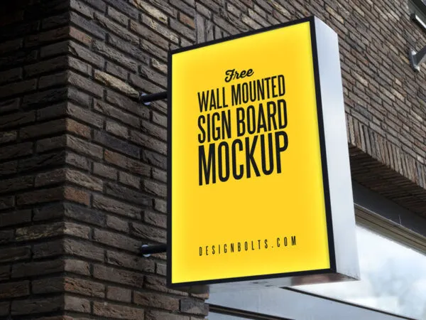 Outdoor Wall mounted Sign Board Mockup 1