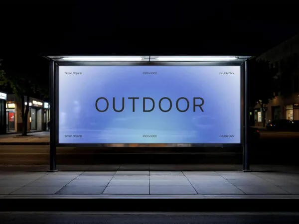 Outskirts Bus Stop Billboard Mockup 1