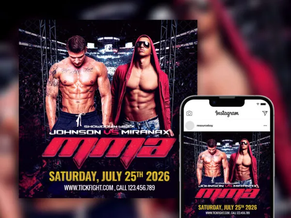 Outstanding Bold MMA Night Instagram Post Template 1