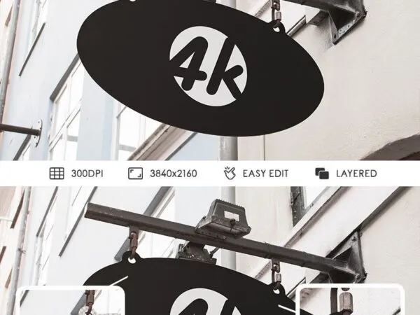 Oval Shaped Hanging Signboard Mockup 1