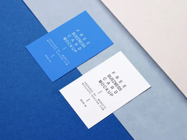 Overhead Business Card Pair Mockup 1