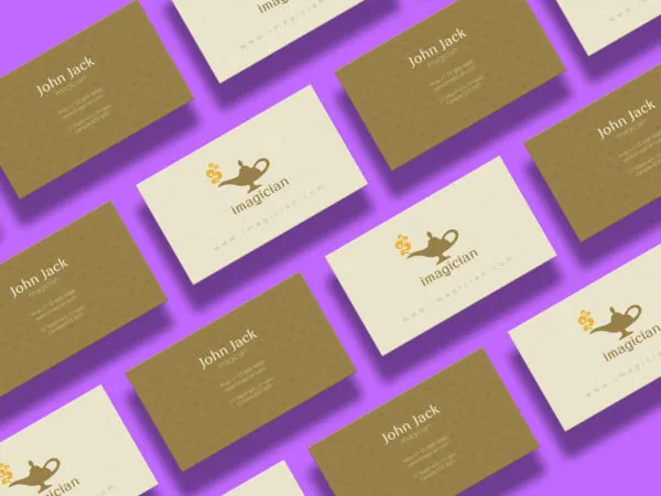 Overhead View of Isometric Business Cards Mockup 1