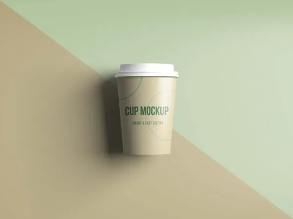 Overhead View of Laid on the Ground Coffee Cup Mockup 1