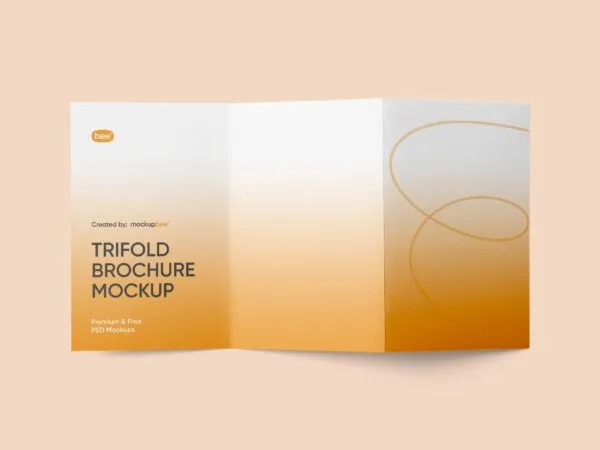 Overhead View of Opened Trifold Brochure Mockup 1