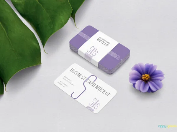 Overhead View of Pack of Business Card and Single Card Mockup 1