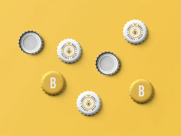 Overhead View of Realistic Beer Cap Mockups 1