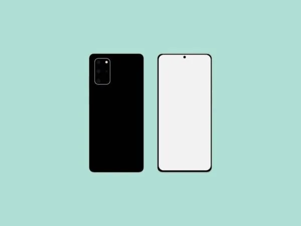 Overhead View of Samsung Galaxy S20 Back and Front Mockup 1