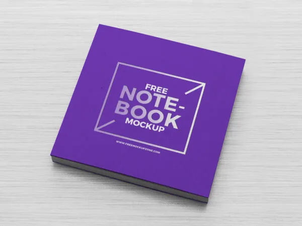 Overhead View of Simple Square Shape Notebook Mockup 1