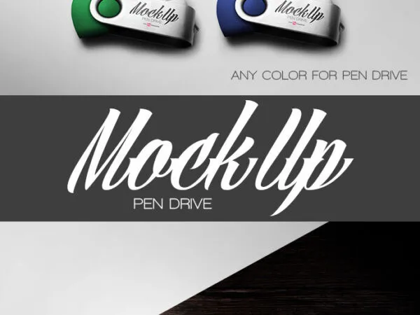 Overhead View of Three USB Flash Drive Mockup 1