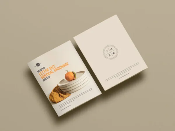 Overhead View of Two Letter Sized Brochures Mockup 1