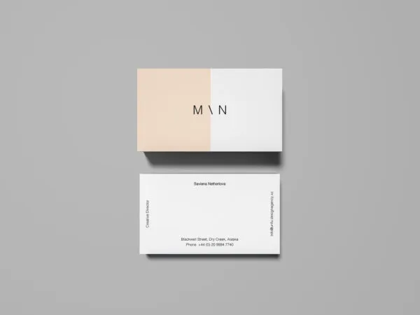 Overhead View of Two Rows Business Cards Mockup 1