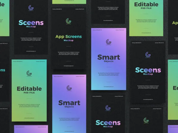 Overhead View of UIUX Screens Mockup 1
