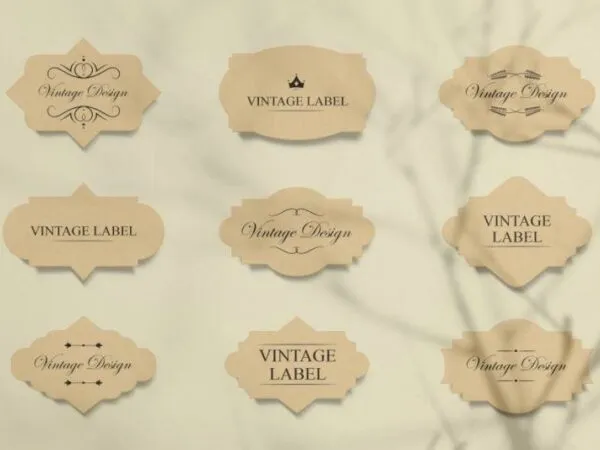 Pack of Nine Vintage Labels Mockup 1