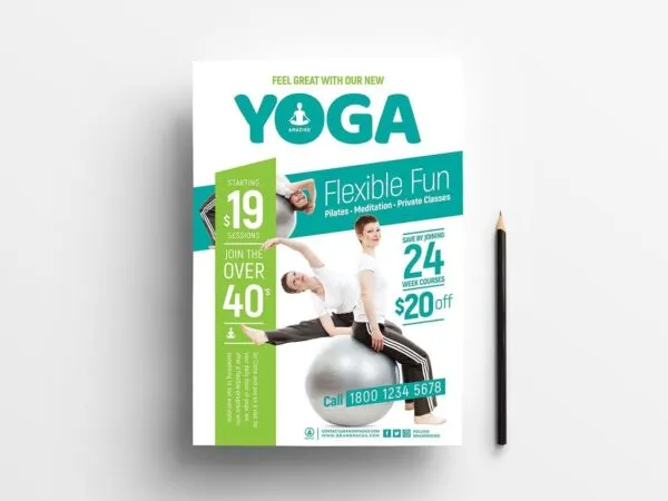 Pack of Yoga Templates Featuring a Girl Doing Exercise 1