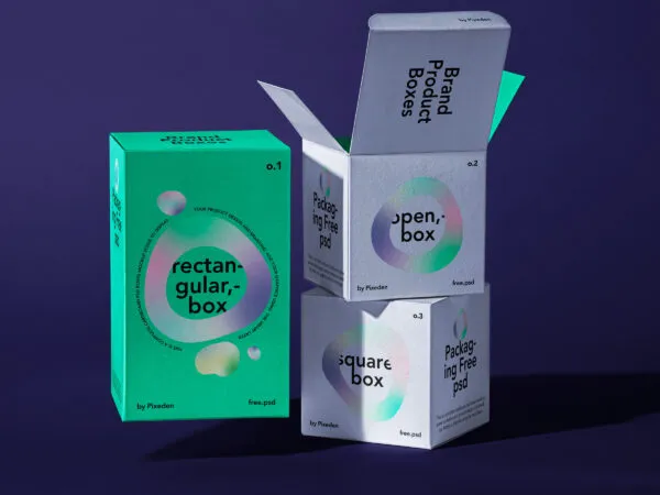 Packaging Branding Boxes Mockup in Facing View 1