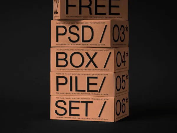 Packaging Mockup of a Pile of 6 Boxes 1