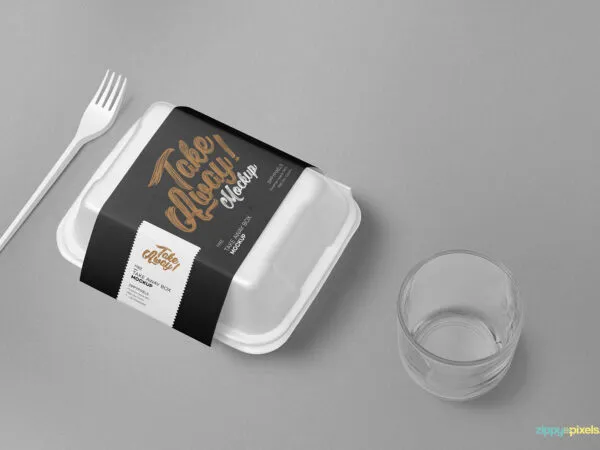 Packaging Sleeve of a Disposable Food Box Mockup 1
