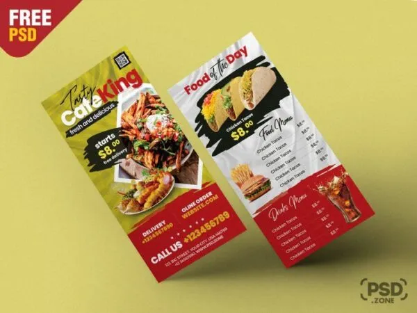 Paint Stroke Modern Double Sided DL Restaurant Menu Template 1